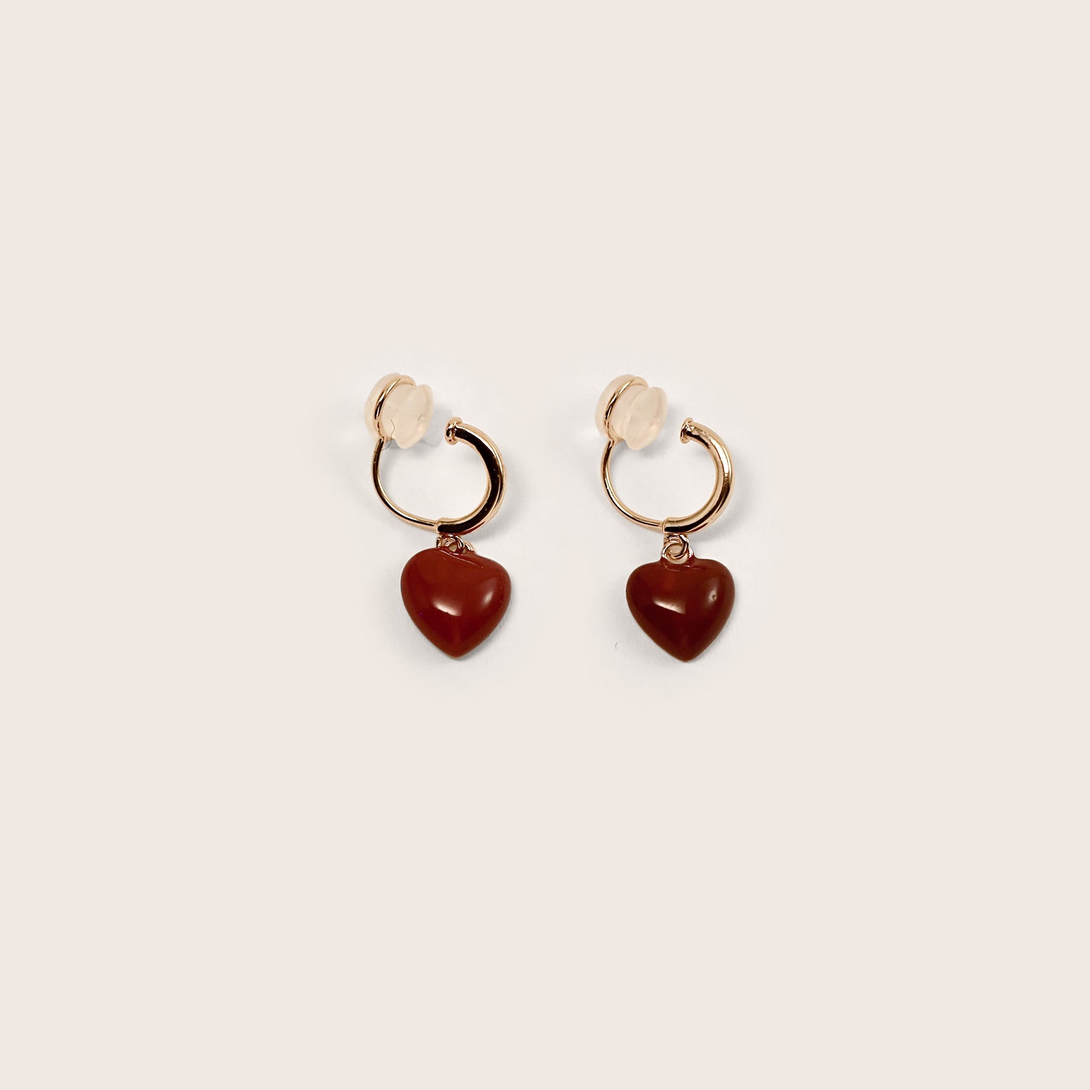 Red Whisper Heart Hoops