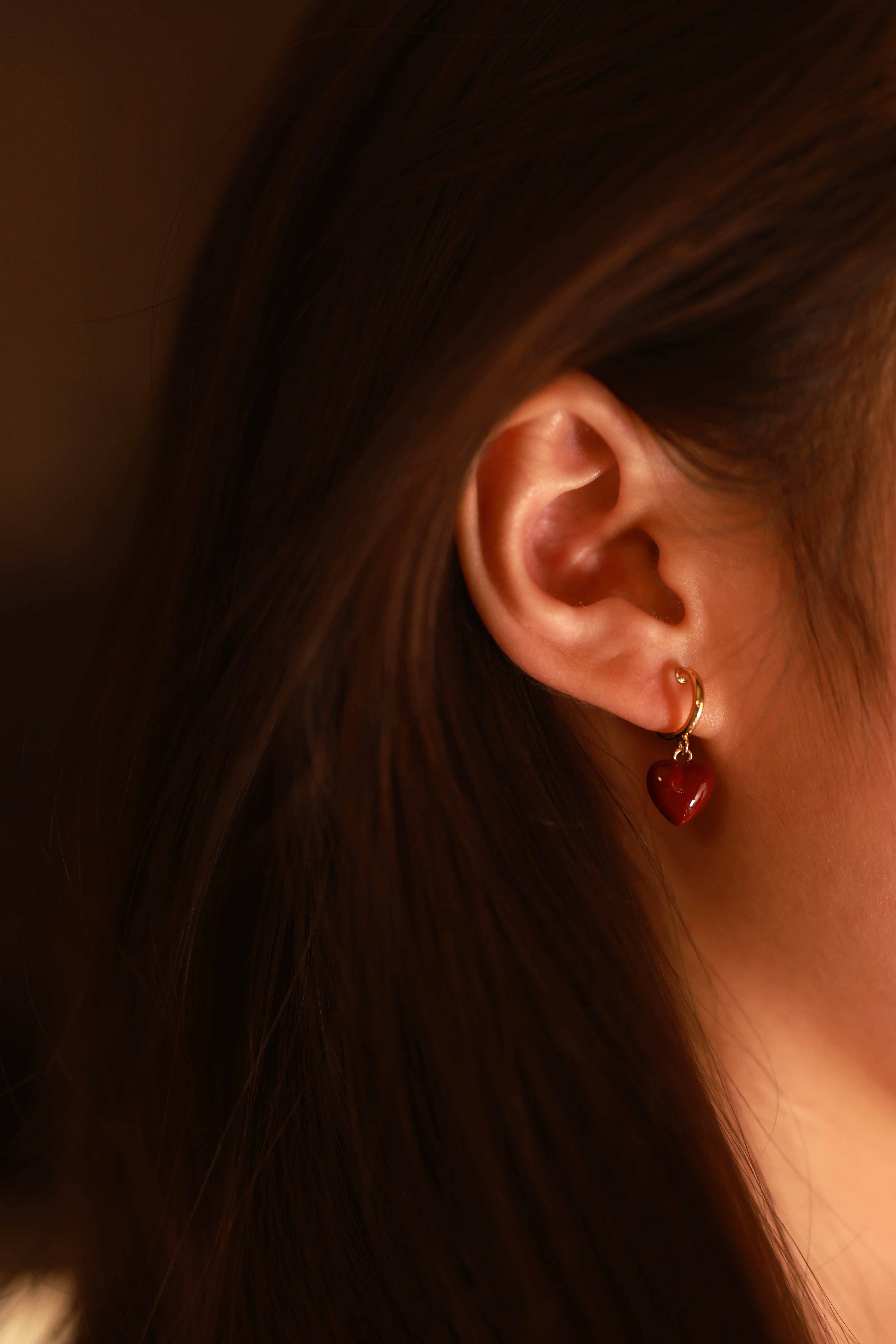 Red Whisper Heart Hoops